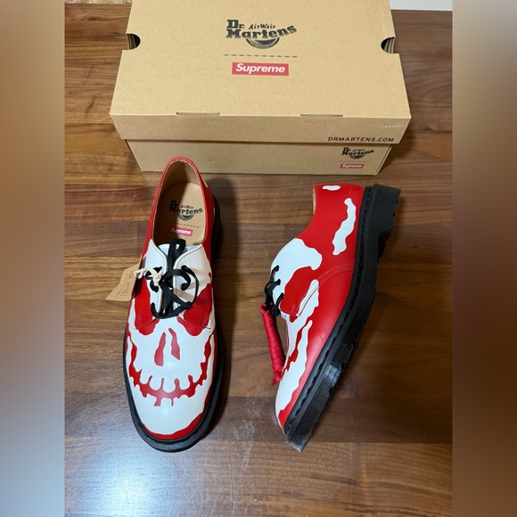 SUPREME®/DR. MARTENS® 1461 3-EYE SHOE Red / White Skull FW25 Size 11